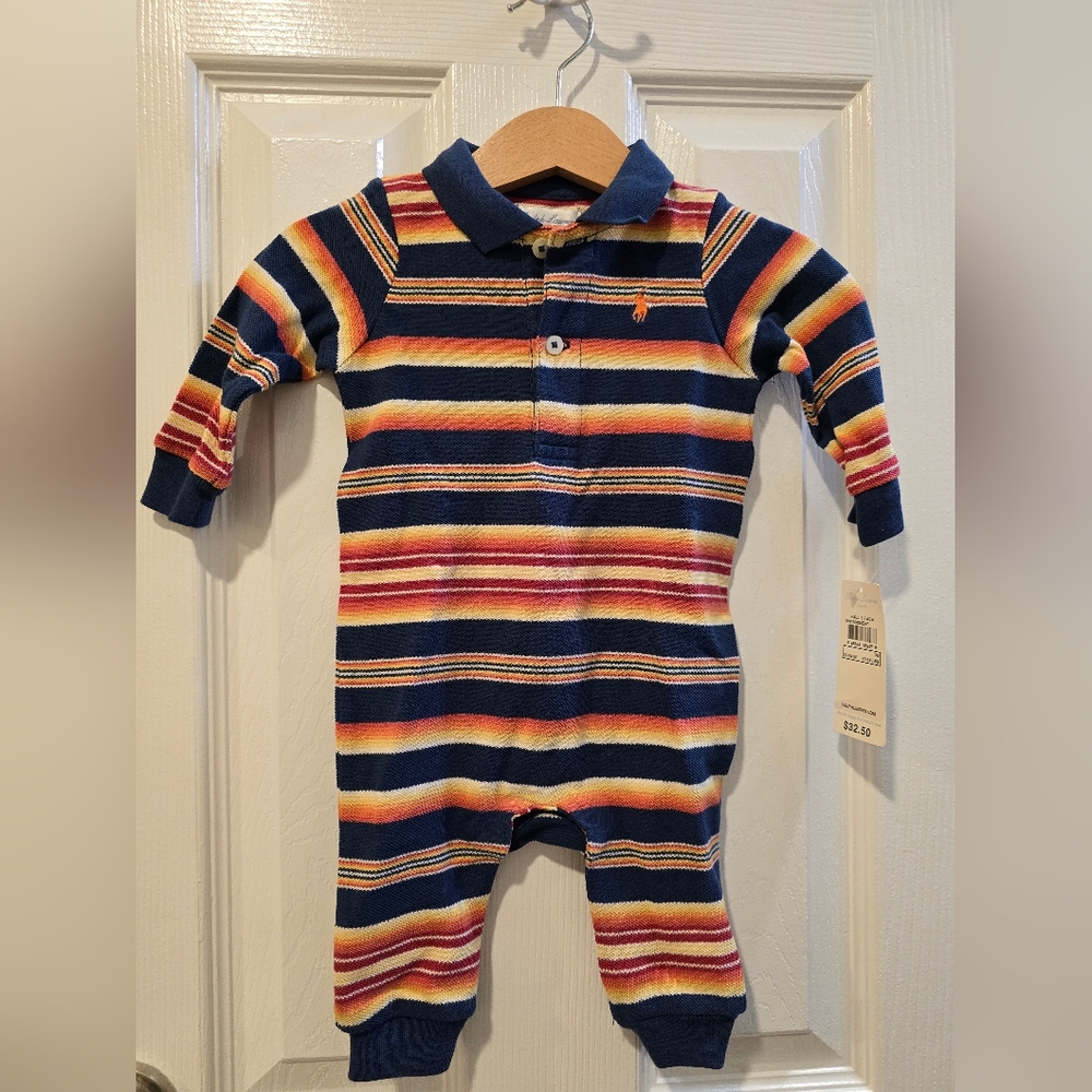 Striped Kids Polo Romper Size 3M